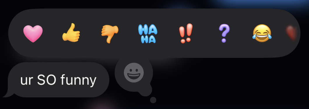 text message reading “ur SO funny” with a haha reaction